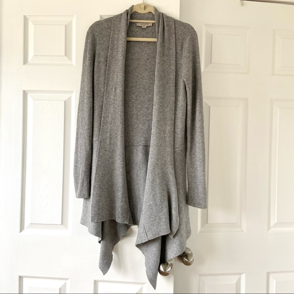 AllSaints grey waterfall cardigan